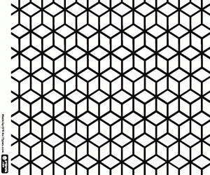 kolorowanka Wzór, kostki w widoku izometrycznym