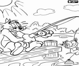 kolorowanka Wędka z Tom i Jerry