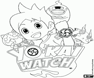 kolorowanka Yo-kai Watch, logo i postacie