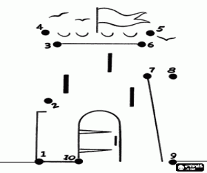 kolorowanka Zamek, kropka-kropka