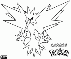 kolorowanka Zapdos, ptak Pokemon