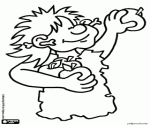 kolorowanka Zbiór owoców w prehistorii