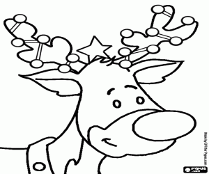 kolorowanka Zdobione głowę renifera Rudolfa