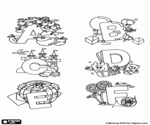 kolorowanka Zdobione litery od A do F