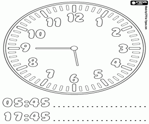 kolorowanka Zegar w kwadrans szósta