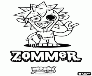 kolorowanka Zommer, bohaterka Moshi Monsters