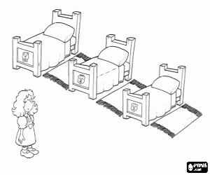 kolorowanka Złotowłosa i trzy łóżka