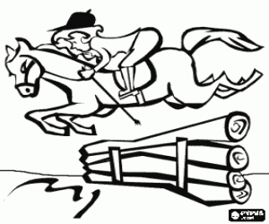 kolorowanka Ćwiczenie w skokach w jeździectwo