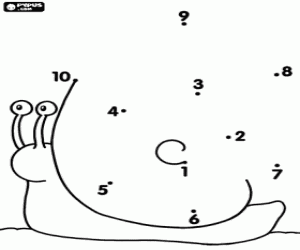 kolorowanka Ślimak rysować kropka-kropka