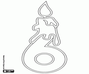 kolorowanka Świeca i numer sześć