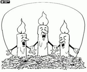 kolorowanka Świece śpiewając kolędy