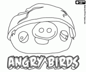 kolorowanka Świnia z kaskiem, Angry Birds