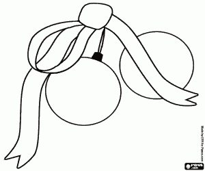 kolorowanka Świąteczne bombki z powiązanych wstążką