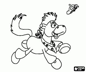 kolorowanka Źrebię i motyl