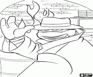 kolorowanka Żółw ninja z trencz